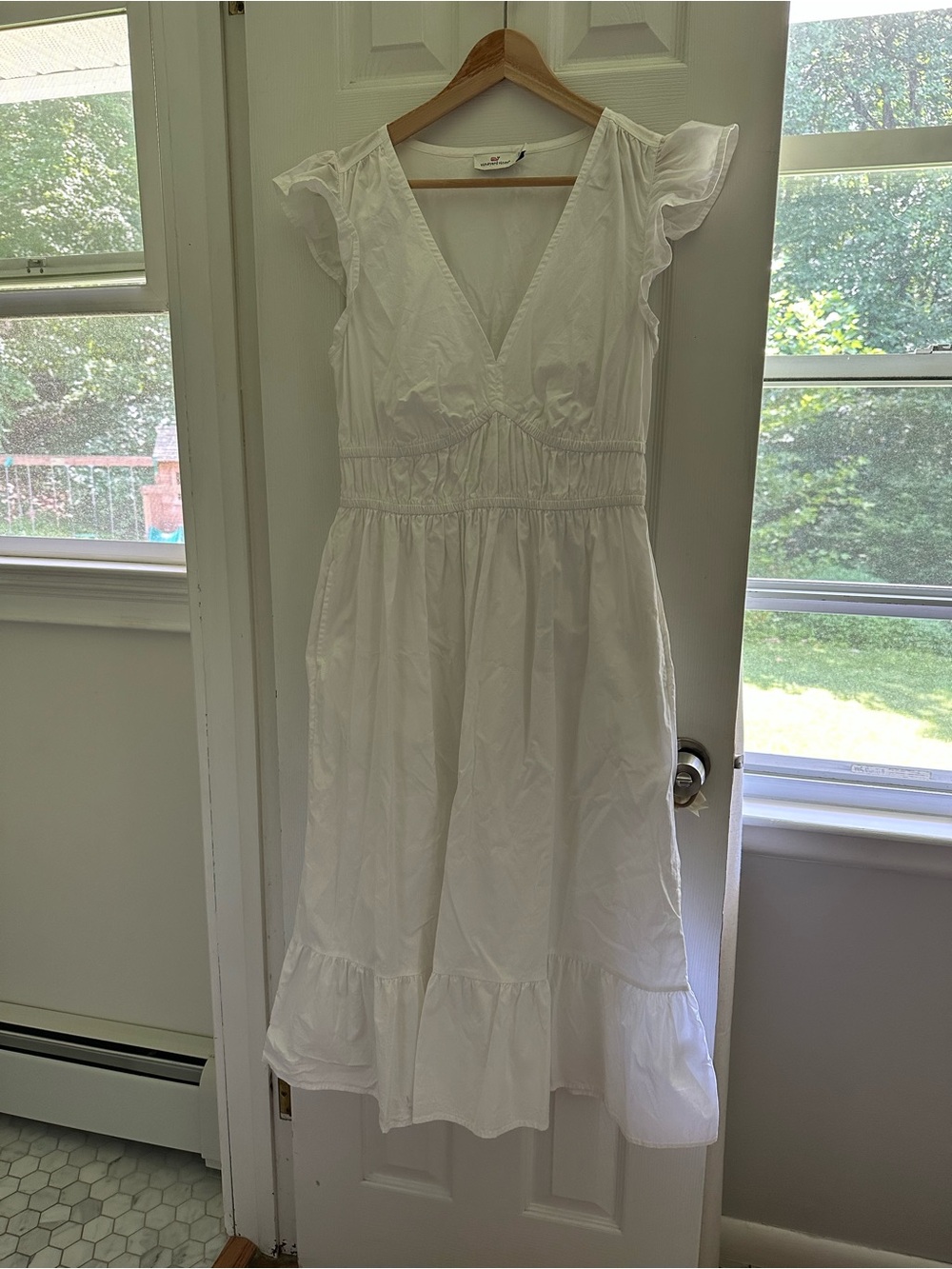 Vineyard Vines White Flutter Sleeve Cotton Dress